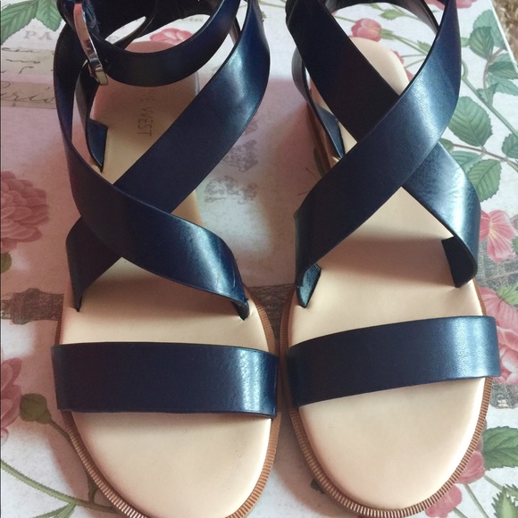 Nine West Navy Leather Sandals - Picture 3 of 4
